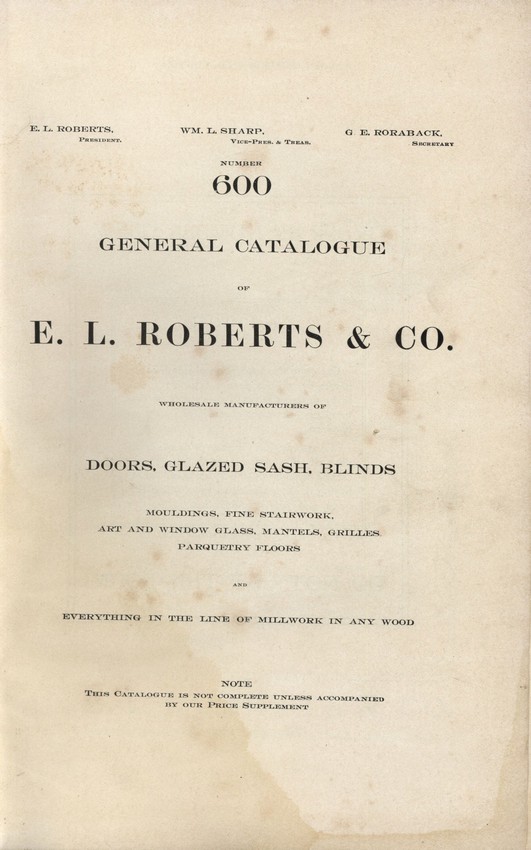 E.L. Roberts & Co General Cat: 1908 Extract: Page 1